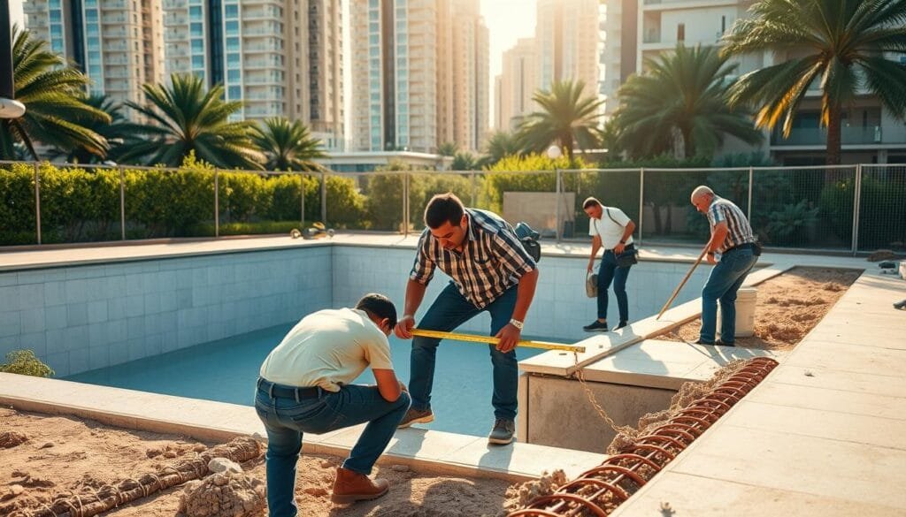 فريق العمل في شركة انشاء مسابح بحي النسيم