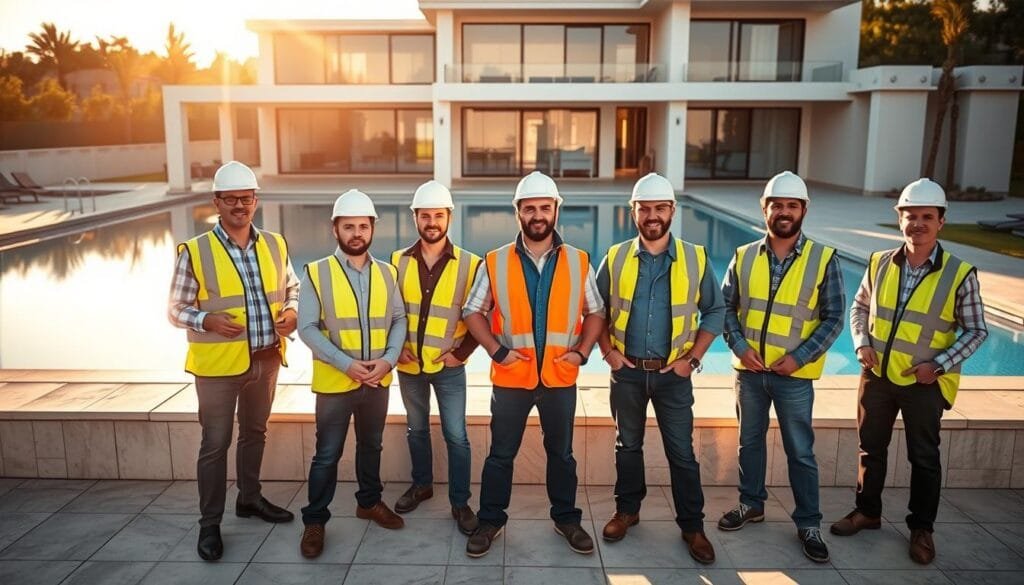 مهندسون محترفون في بناء المسابح